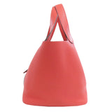 Hermes Handbag Taurillon Clemence Red Picotin Lock MM SilverMetal