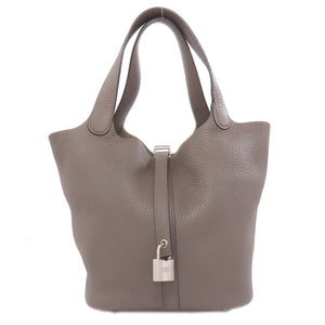 Hermes Handbag Taurillon Clemence gray Picotin Lock MM Ethan Silver Metal