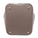 Hermes Handbag Taurillon Clemence gray Picotin Lock MM Ethan Silver Metal