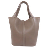 Hermes Handbag Taurillon Clemence Brown Picotin Lock MM Etoupe SilverMetal