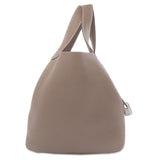 Hermes Handbag Taurillon Clemence Brown Picotin Lock MM Etoupe SilverMetal