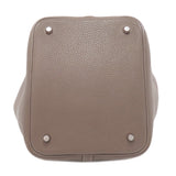 Hermes Handbag Taurillon Clemence Brown Picotin Lock MM Etoupe SilverMetal