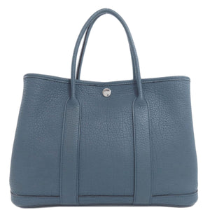 Hermes Tote Bag Togo blue Garden Party TPM SilverMetal
