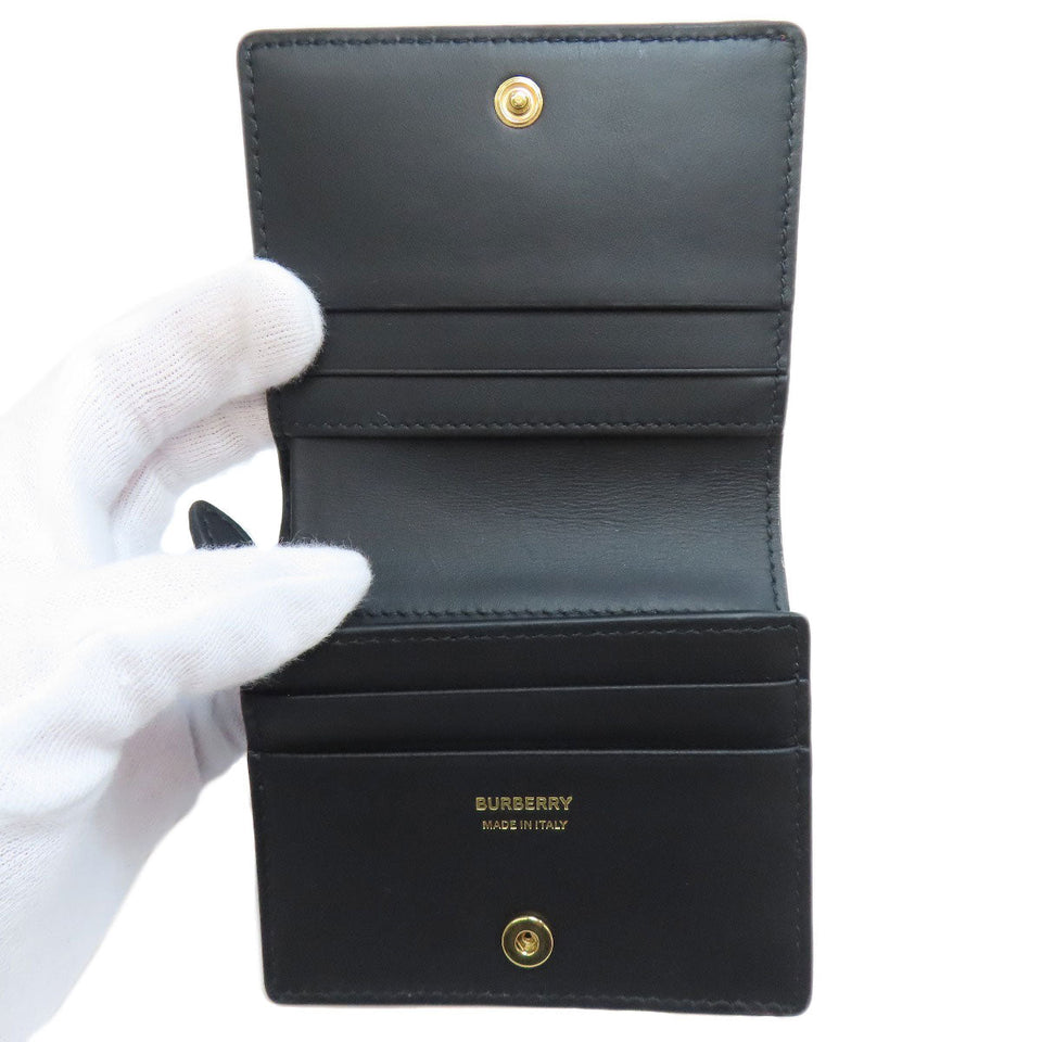 Burberry Bifold Wallet leather black TB logo Women
