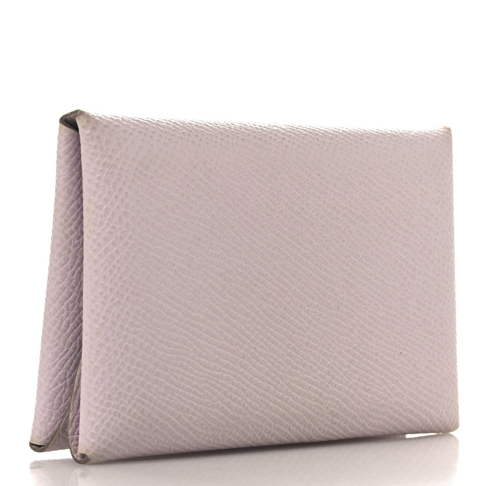 Hermes Epsom Calvi Duo Card Case Mauve Pale
