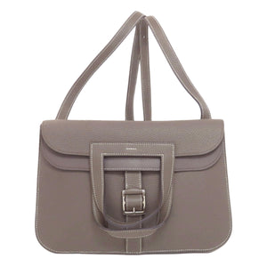 Hermes Handbag Taurillon Clemence Brown Arzan 31 SilverMetal Women