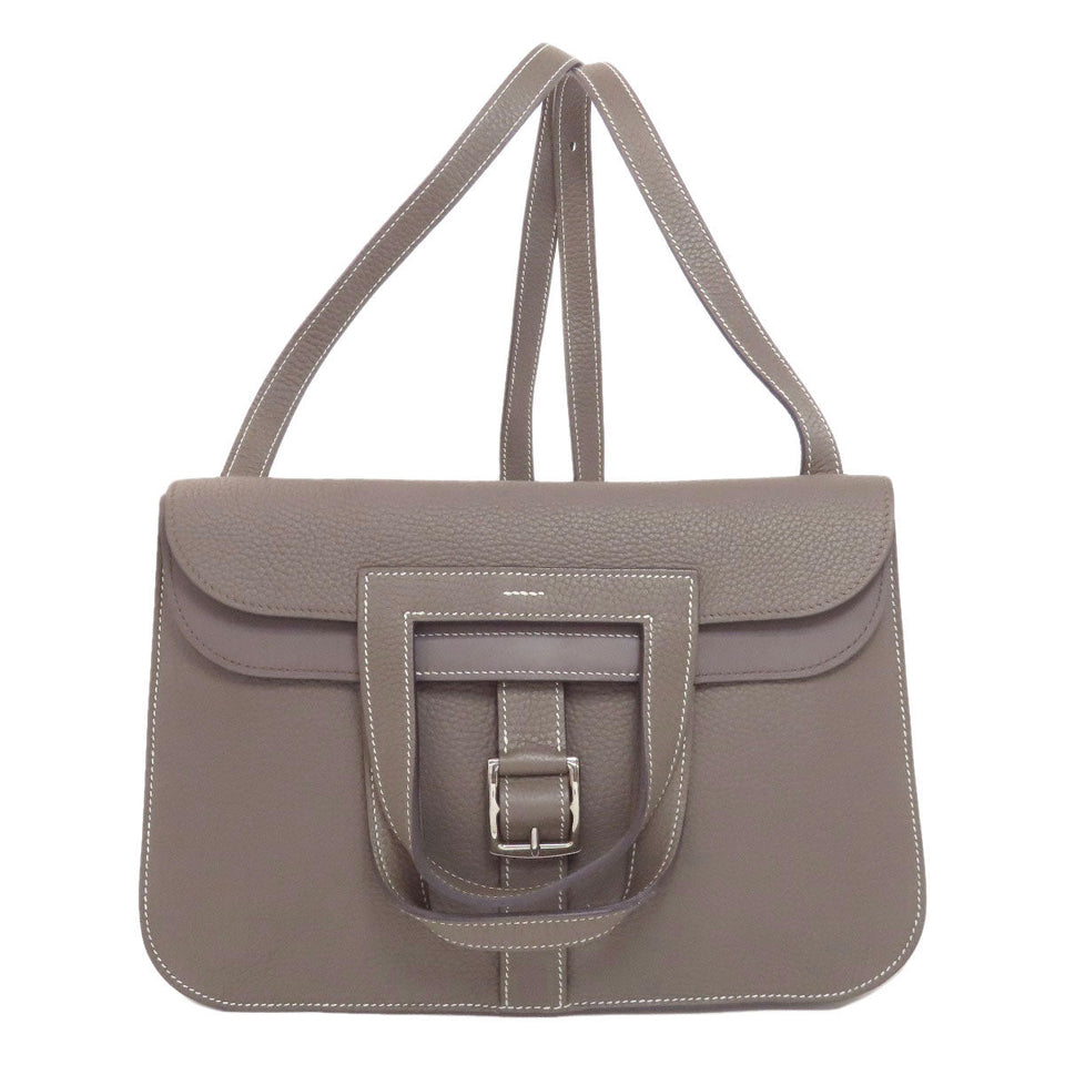 Hermes Handbag Taurillon Clemence Brown Arzan 31 SilverMetal Women