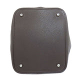 Hermes Handbag Taurillon Clemence Brown Picotin Lock MM SilverMetal