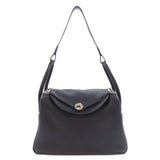 Hermes Handbag Taurillon Clemence black Lindy 30 Silver Metal Women