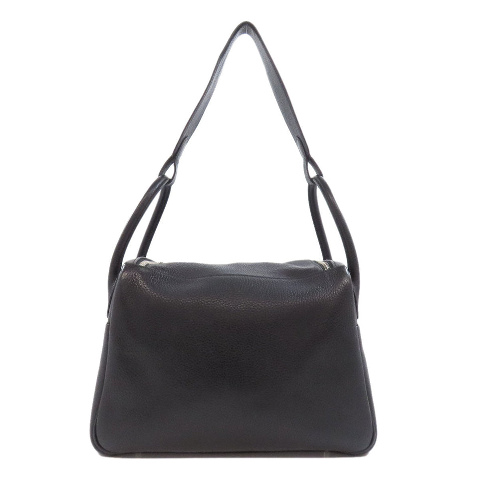Hermes Handbag Taurillon Clemence black Lindy 30 Silver Metal Women