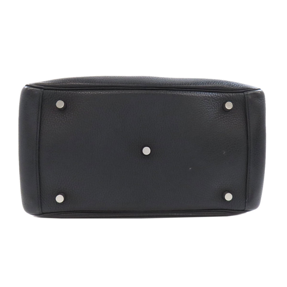 Hermes Handbag Taurillon Clemence black Lindy 30 Silver Metal Women