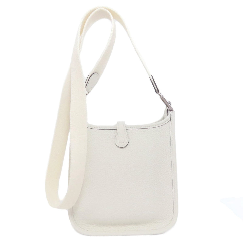 Hermes Shoulder Bag Taurillon Clemence white Evelyn 1 TPM SilverMetal Women