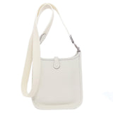 Hermes Shoulder Bag Taurillon Clemence white Evelyn 1 TPM SilverMetal Women