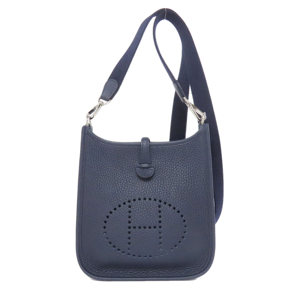 Hermes Shoulder Bag Taurillon Clemence Navy Evelyn 1 TPM SilverMetal Women