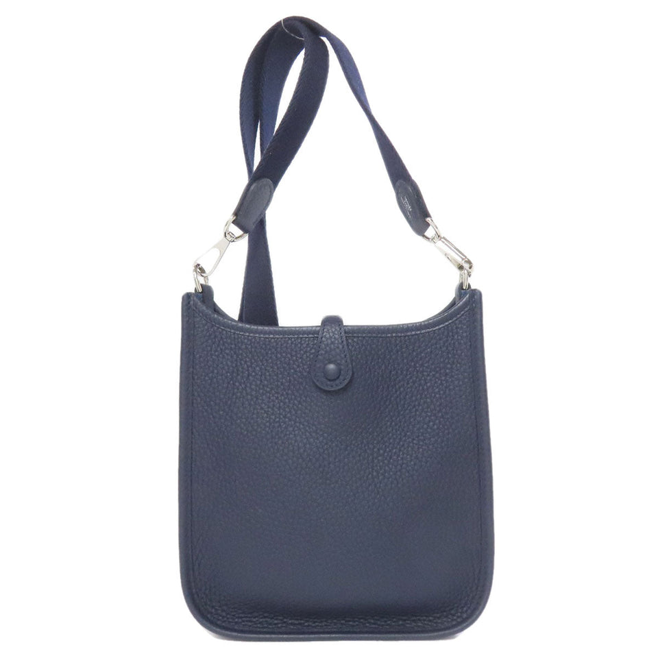 Hermes Shoulder Bag Taurillon Clemence Navy Evelyn 1 TPM SilverMetal Women