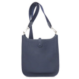 Hermes Shoulder Bag Taurillon Clemence Navy Evelyn 1 TPM SilverMetal Women