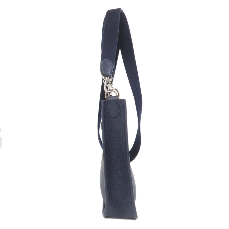 Hermes Shoulder Bag Taurillon Clemence Navy Evelyn 1 TPM SilverMetal Women