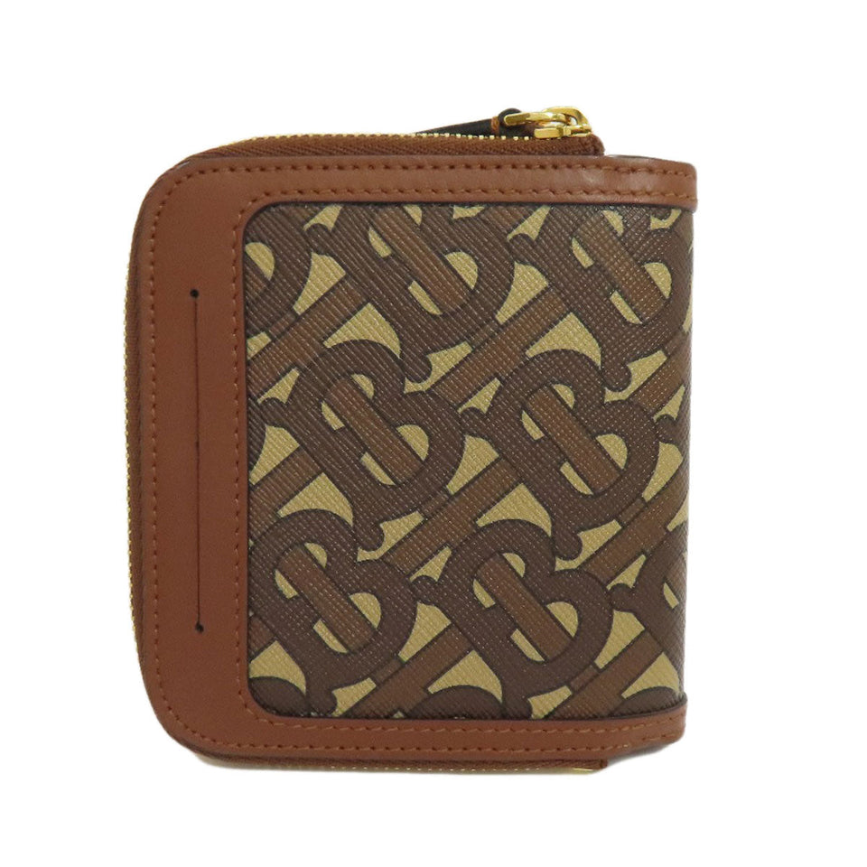 Burberry Bifold Wallet leather Brown TB logo pattern Women