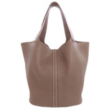 Hermes Handbag Taurillon Clemence beige Picotin Lock MM Etoupe SilverMetal Women
