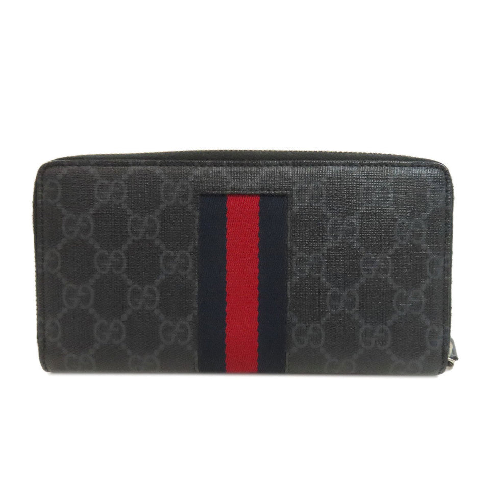 Gucci Long Wallet Purse 408831 PVC black GG Supreme Shelly Line mens