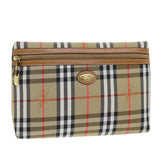Luxury BurberrySs Nova Check Clutch Bag Canvas Beige Auth 75664