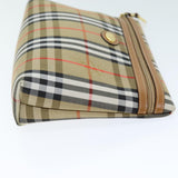 Luxury BurberrySs Nova Check Clutch Bag Canvas Beige Auth 75664