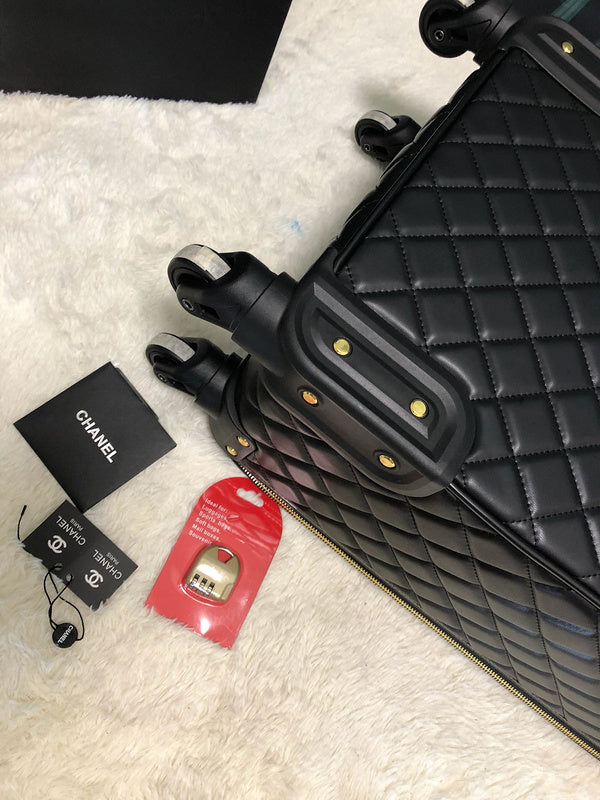 Chanel Quilted Cabin Luggage Set Black | Bags Junction Travel Collection