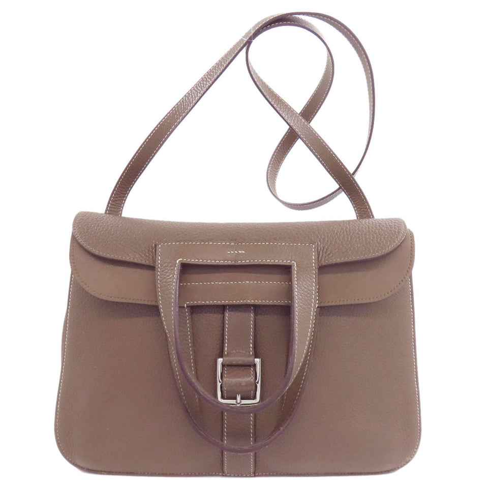 Hermes Shoulder Bag Taurillon Clemence beige Arzan 31 Etop SilverMetal