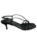 Prada Black Strappy Logo Sandals - 36.5