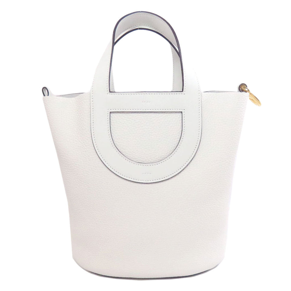 Hermes Handbag Taurillon Clemence white In the Loop 23 Gold Metal