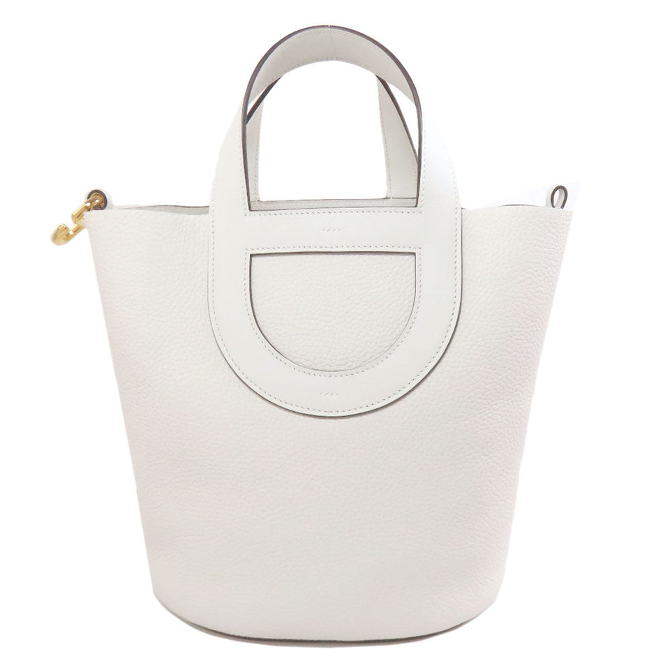 Hermes Handbag Taurillon Clemence white In the Loop 23 Gold Metal
