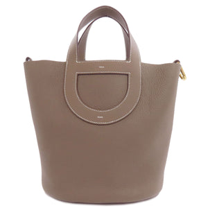 Hermes Handbag Taurillon Clemence beige In the Loop 23 Etoupe Gold Metal