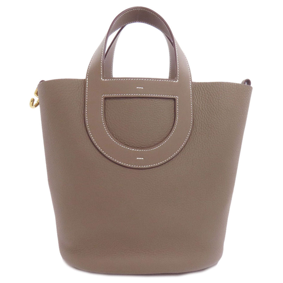Hermes Handbag Taurillon Clemence beige In the Loop 23 Etoupe Gold Metal