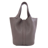 Hermes Handbag Taurillon Clemence gray Picotin Lock PM Gold Metal