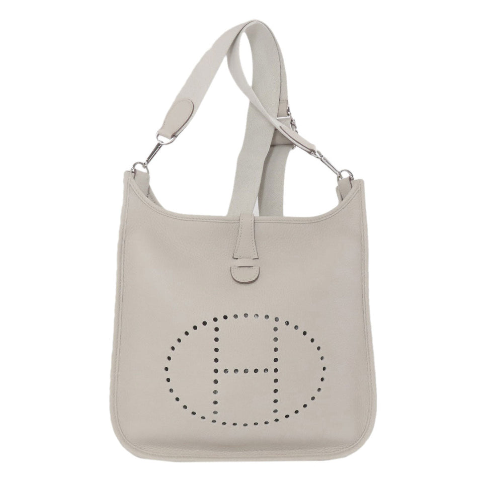 Hermes Shoulder Bag Taurillon Clemence white Evelyn 3 PM SilverMetal