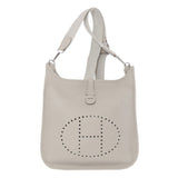 Hermes Shoulder Bag Taurillon Clemence white Evelyn 3 PM SilverMetal