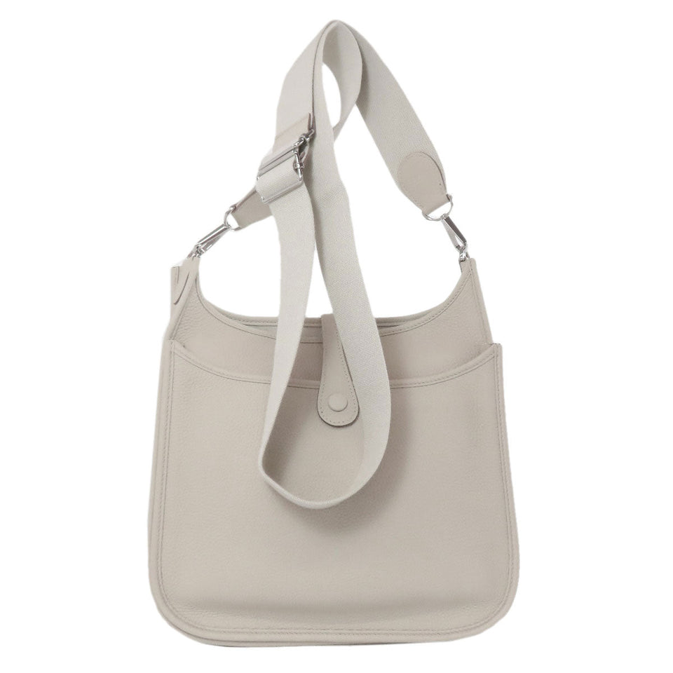 Hermes Shoulder Bag Taurillon Clemence white Evelyn 3 PM SilverMetal