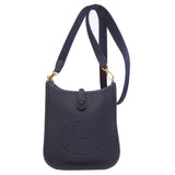 Hermes Shoulder Bag Taurillon Clemence Navy Evelyn TPM Gold Metal