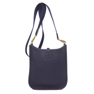 Hermes Shoulder Bag Taurillon Clemence Navy Evelyn TPM Gold Metal