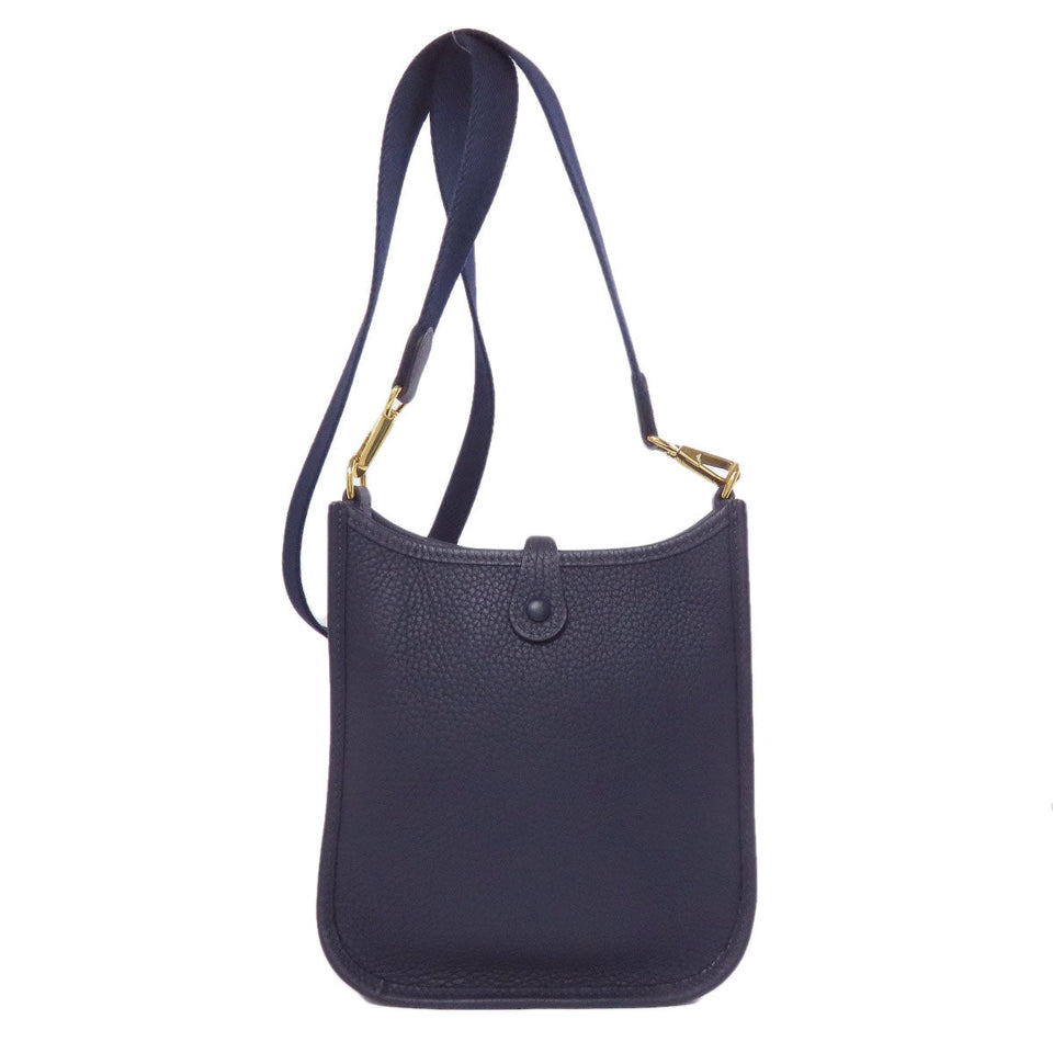 Hermes Shoulder Bag Taurillon Clemence Navy Evelyn TPM Gold Metal