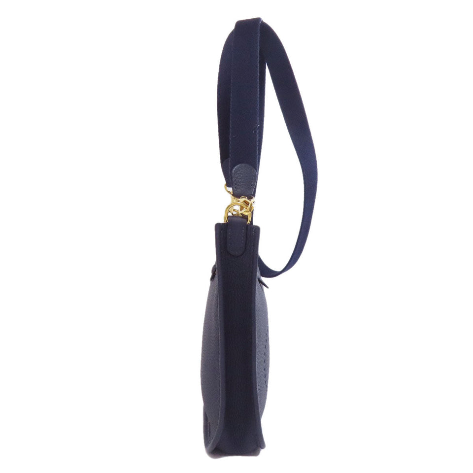 Hermes Shoulder Bag Taurillon Clemence Navy Evelyn TPM Gold Metal