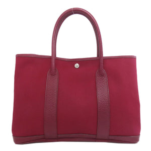 Hermes Tote Bag Towar Officche Red Garden Party PM Rouge Ash Silver Metal