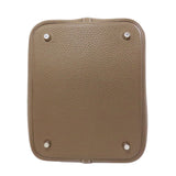 Hermes Handbag Taurillon Clemence beige Picotin Lock MM Etoupe SilverMetal