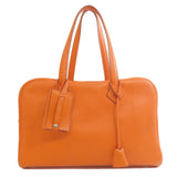 Hermes Tote Bag Taurillon Clemence Orange Victoria Elan Silver Metal