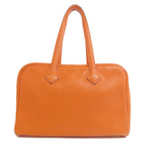Hermes Tote Bag Taurillon Clemence Orange Victoria Elan Silver Metal