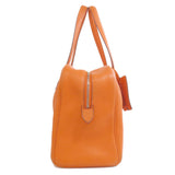 Hermes Tote Bag Taurillon Clemence Orange Victoria Elan Silver Metal