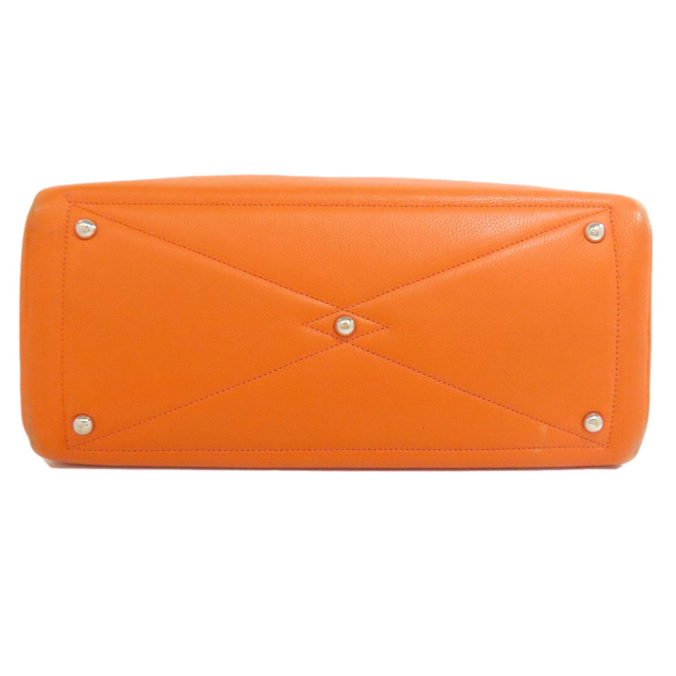 Hermes Tote Bag Taurillon Clemence Orange Victoria Elan Silver Metal