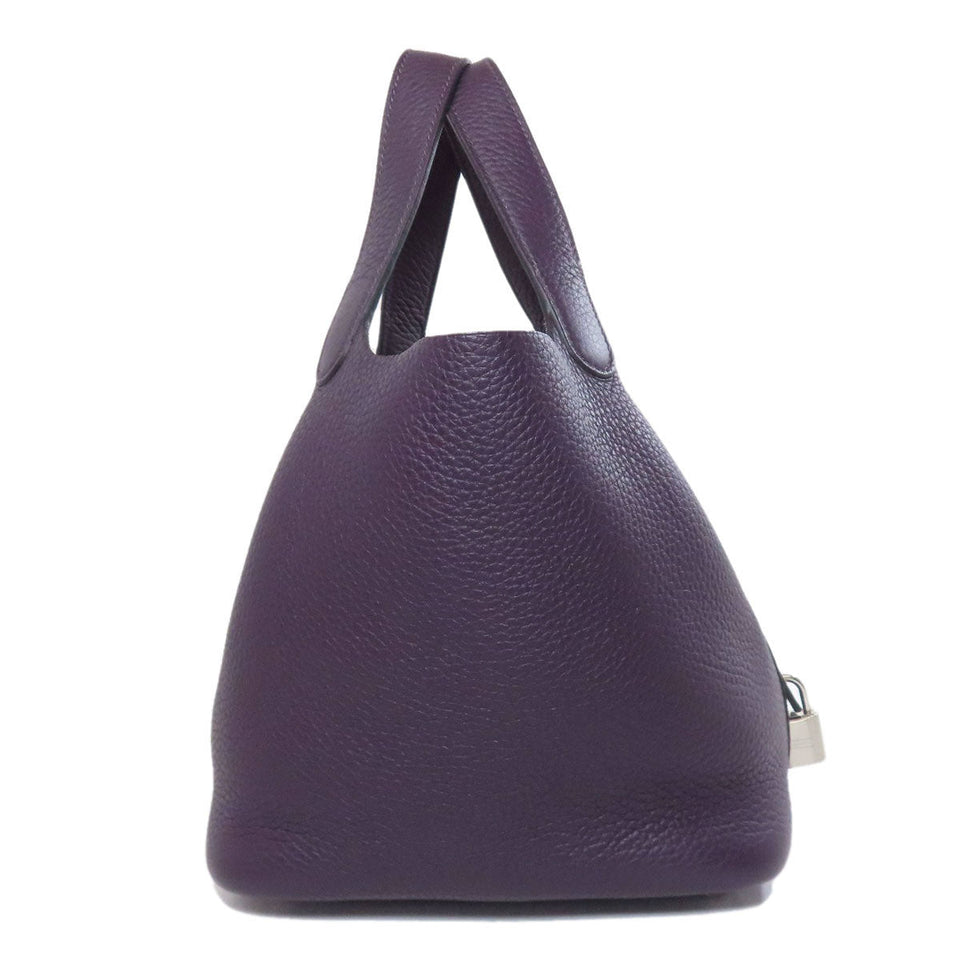 Hermes Handbag Taurillon Clemence purple Picotin Lock PM SilverMetal