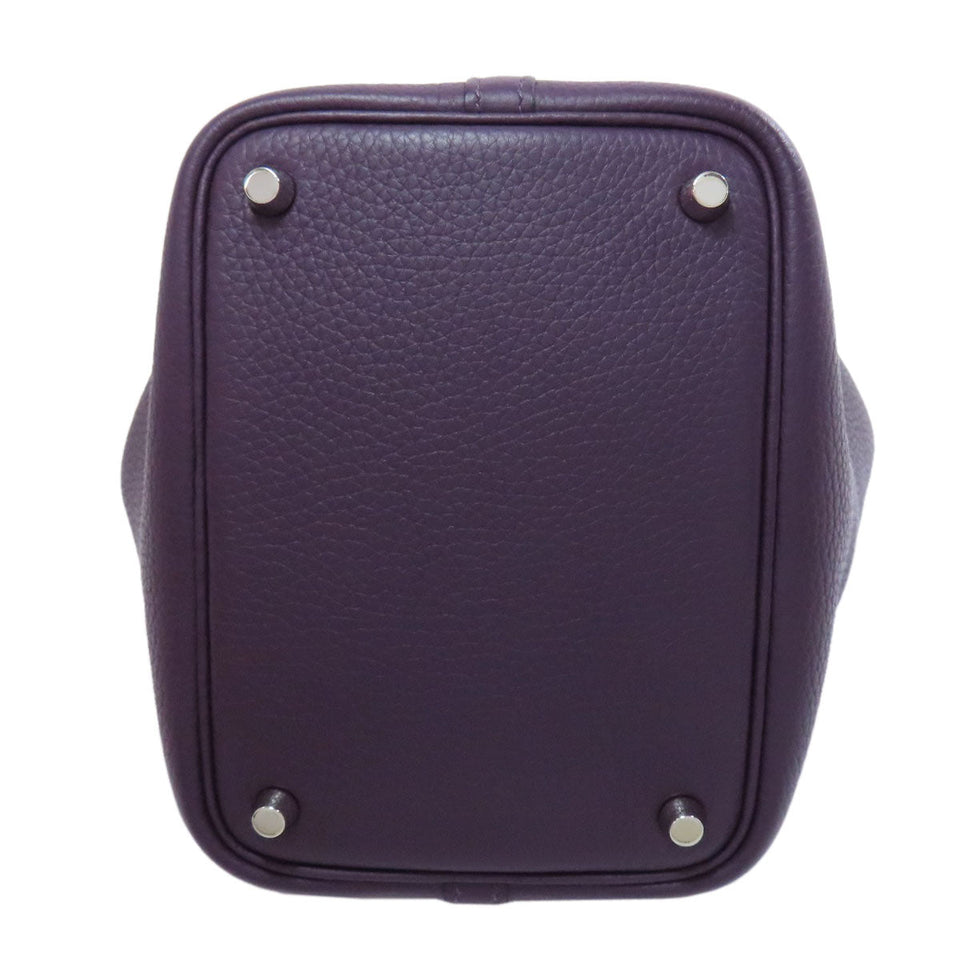 Hermes Handbag Taurillon Clemence purple Picotin Lock PM SilverMetal