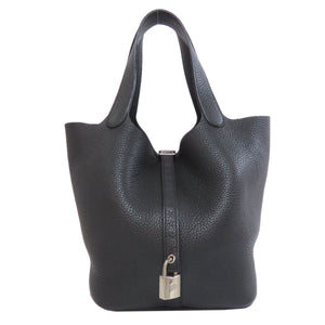 Hermes Handbag Togo black Picotin Lock MM SilverMetal